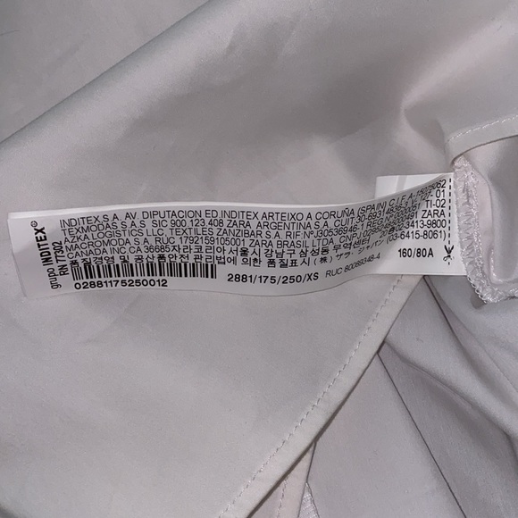 Zara White Top with Ruffles Sleeves size XS - Picture 5 of 6